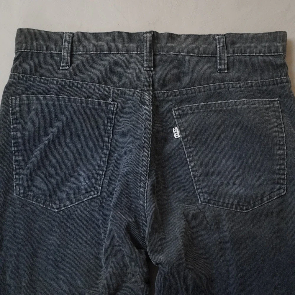 Vintage Levis Corduroy Pants 34x28 Mens 80s Grey White Tab Straight Leg Cord
